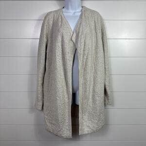 PureJill J. Jill Open Front Tunic Cardigan Sweater Oatmeal Beige sz M